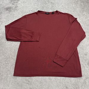 Theory Essential Tee Long Sleeve Anemone Milano T-Shirt Mens Medium Burgundy Red
